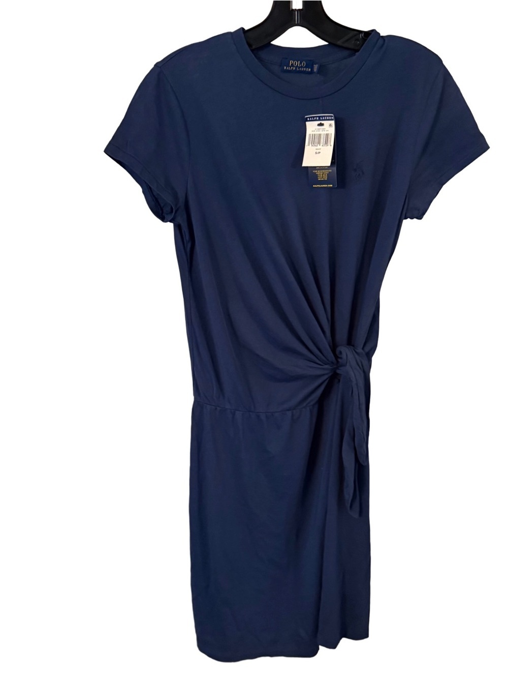 Polo Ralph Lauren Women’s Wrap T-Shirt Dress Navy Blue Tie Waist Sz S/P NWT